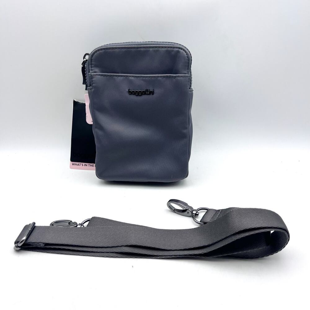 BAGGALLINI Womens Modern Everywhere Take Two RFID Twill Crossbody Bag Grey NWT